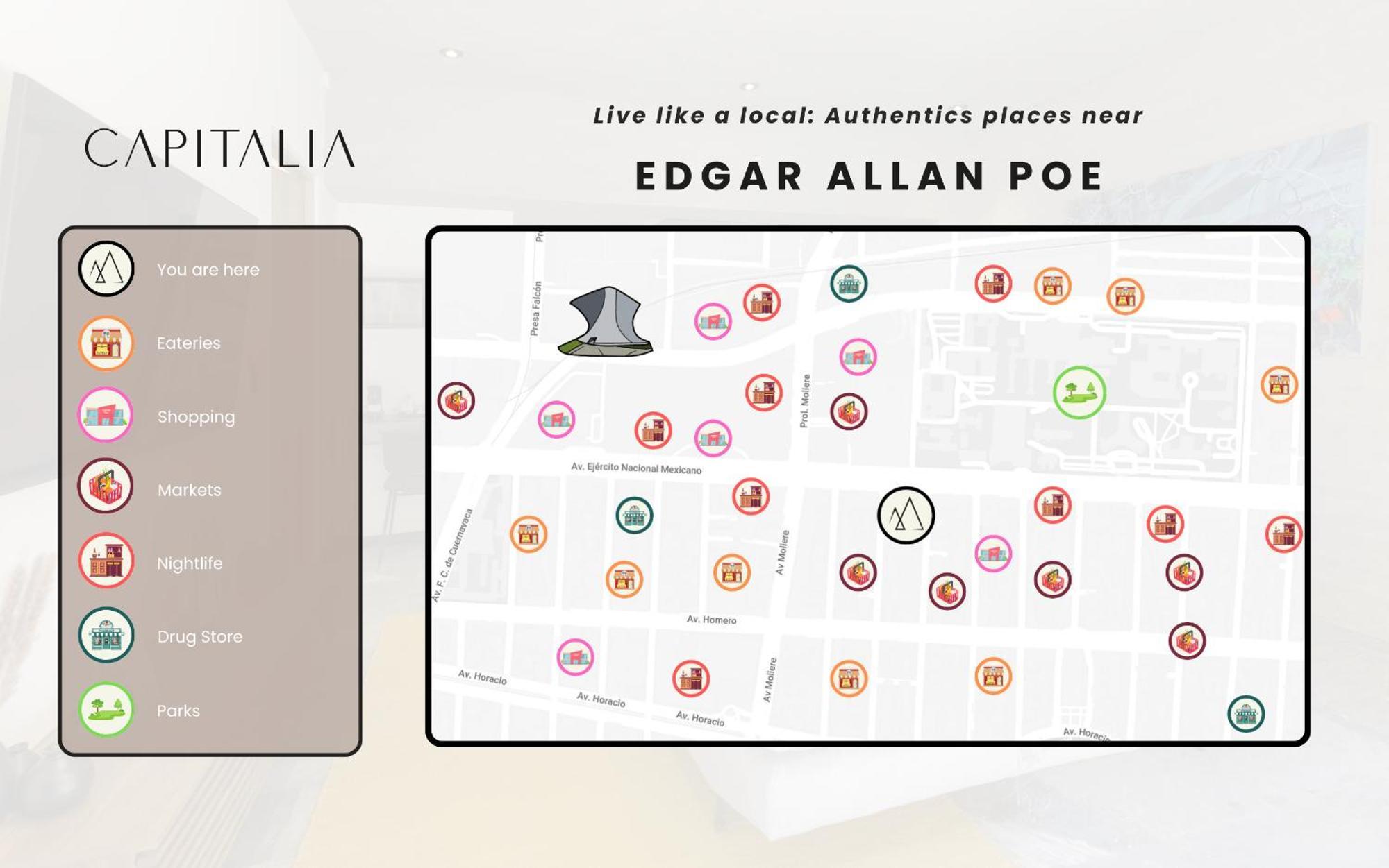 Capitalia - Luxury Apartments - Edgar Allan Poe مدينة مكسيكو المظهر الخارجي الصورة